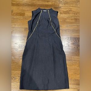 Calvin Klein Faux Denim Zipper Embellished Dress